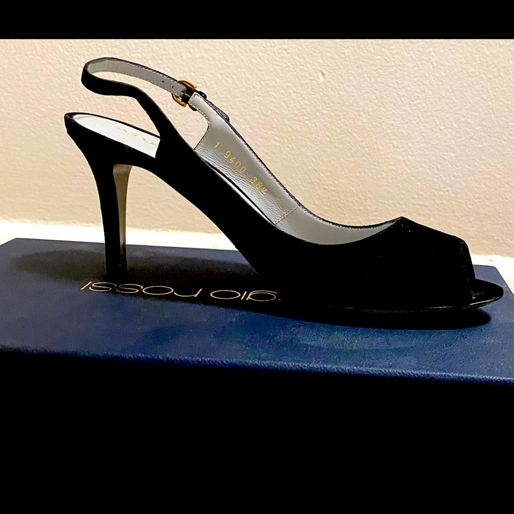 SERGIO ROSSI SUEDE SLINGBACK PUMPS, made in Italy